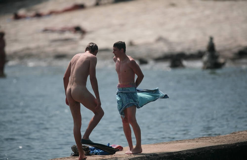 Nudists Boys - Water Prep On The Ledge - Nudists value simplicity and openness