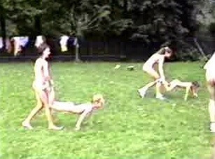 A nudist gathering at the stadium and sports - Nudism is an expression of freedom and individuality