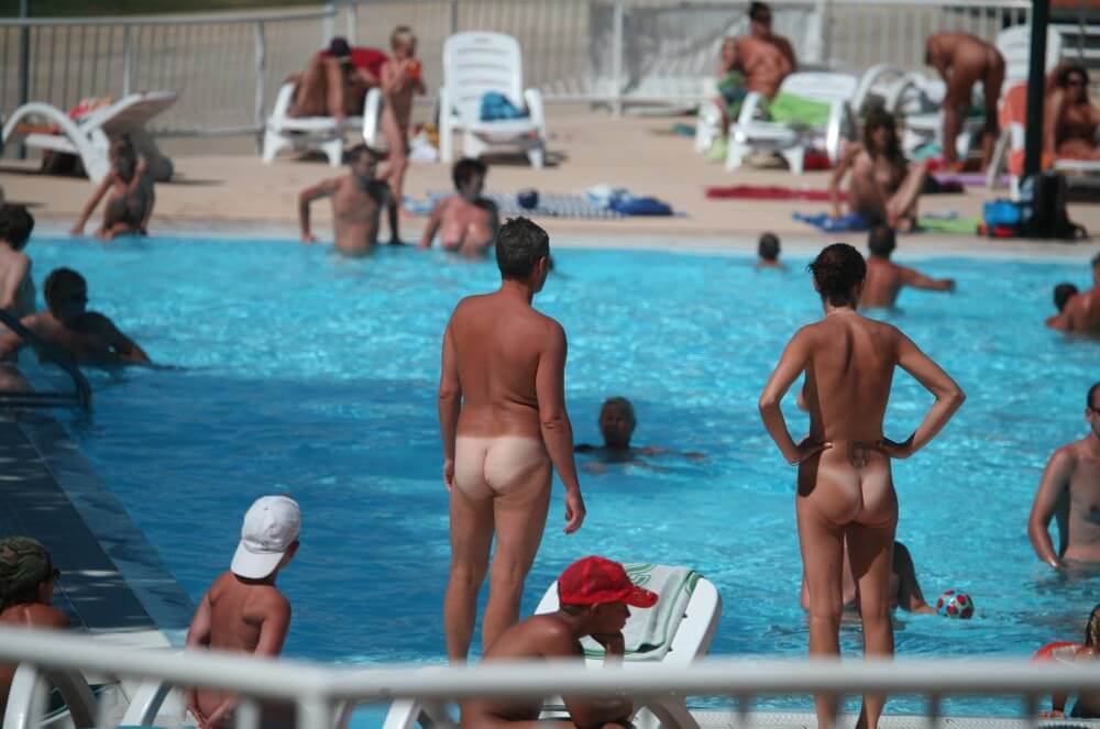 Pool-Shore Group Exercise - Nudism and naturism are a path to accepting ones own nature
