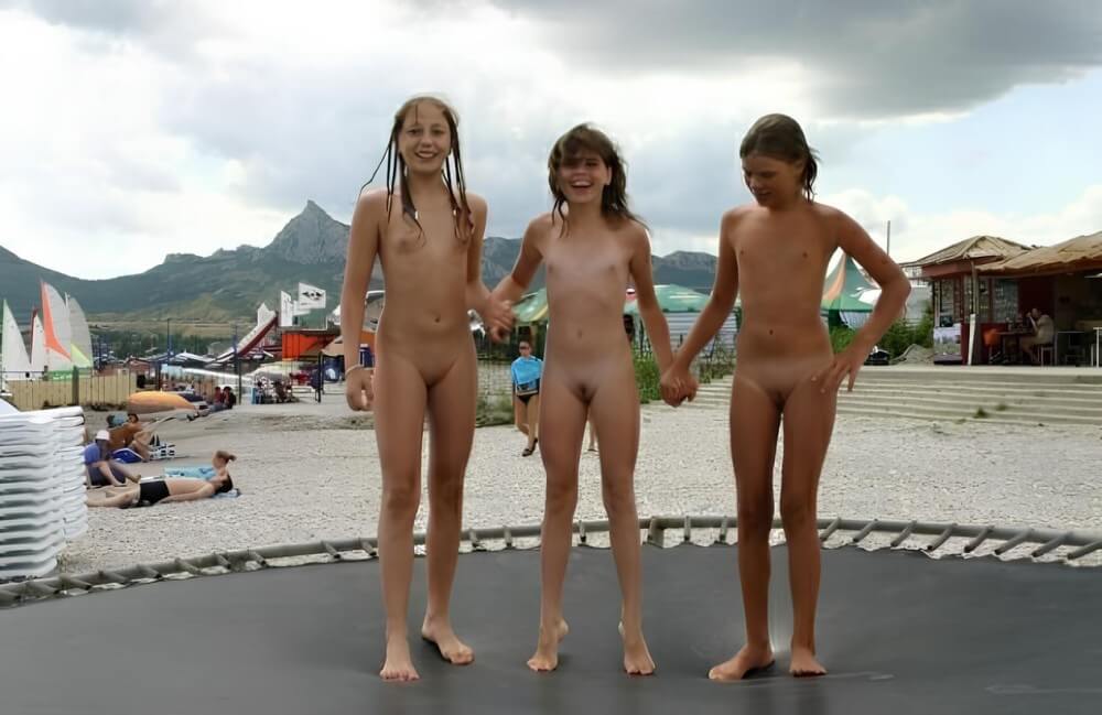 Trampoline pics - Values trust and friendliness among naked people