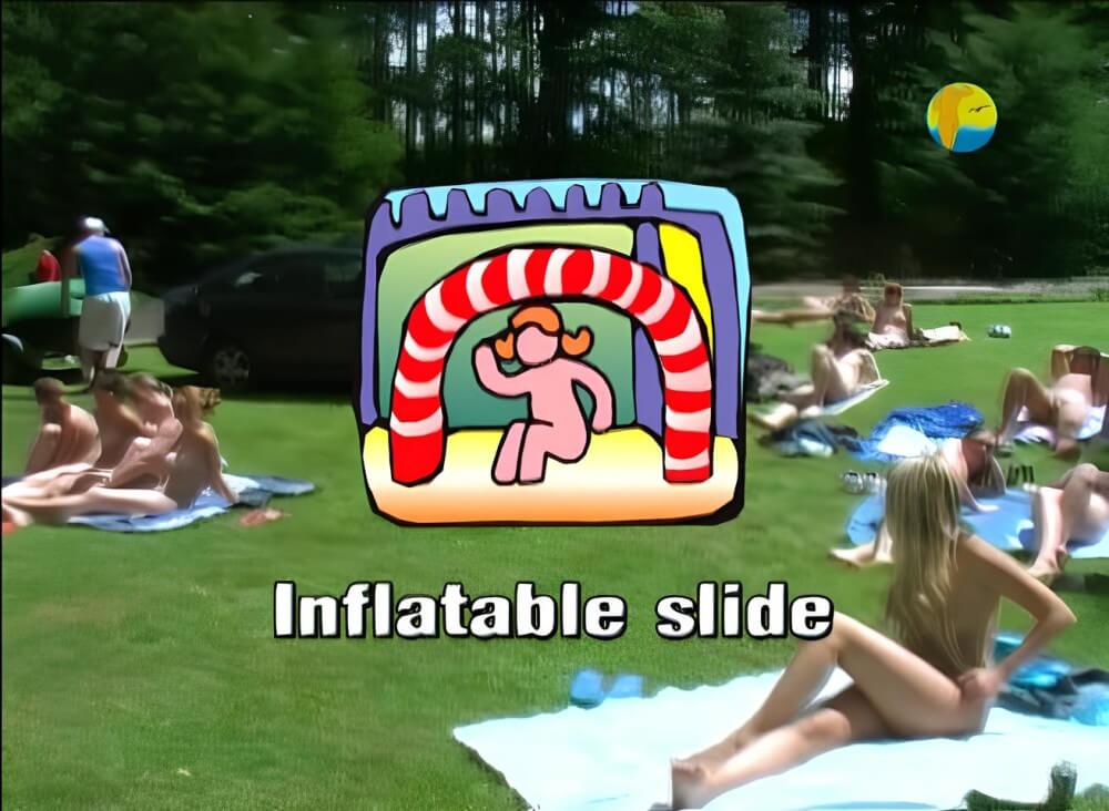 Naturist: Freedom: Inflatable Slide - Nudism promotes happiness and well-being
